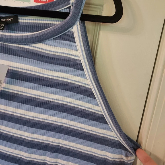 NWT Lane Bryant Blue Striped Ribbed Halter Tank Top in Size 26/28 - Picture 5 of 8